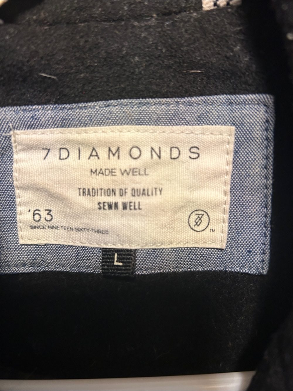 7 Diamonds Black Double-Breasted Wool Peacoat - Picture 2 of 4